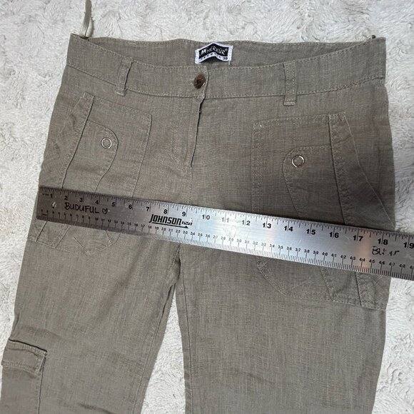 Merkür Tekstil Women's Linen Cargo Pants Size 38 Beige Straight Leg Mid-Rise - Picture 9 of 10